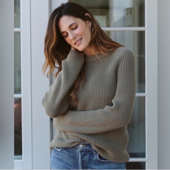 Jenni Kayne Sweaters - Jenni Kayne Cotton Fisherman Sweater Sage Small
